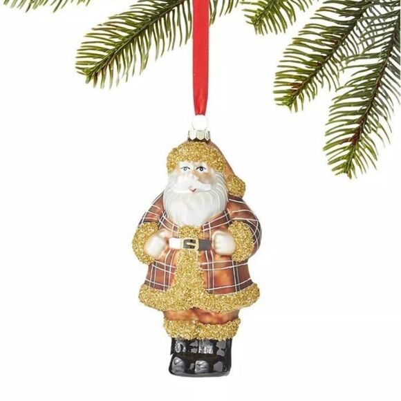 HOLIDAY LANE Cinnamon & Spice Glass Santa Ornament - Picture 1 of 1